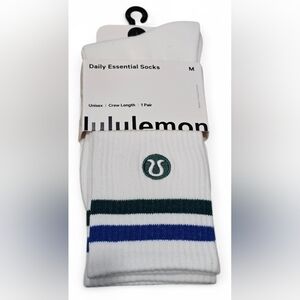Lululemon Daily Essential Crew Socks. Unisex- Medium, Blue/Green 1 Pair, New